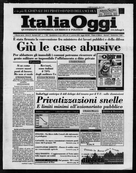 Italia oggi : quotidiano di economia finanza e politica